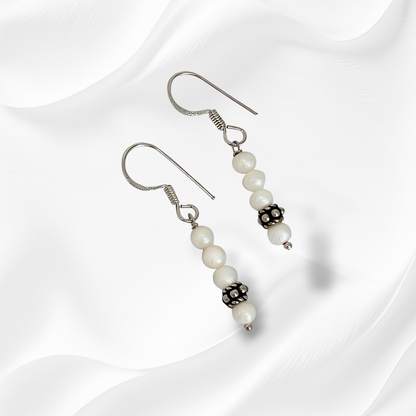 925 Sterling Silver Hook Earrings with Authentic Freshwater Pearls