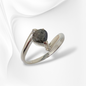 925 Sterling Silver Women's Ring with Authentic Labradorite and Cubic Zirconia Crystals