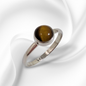 925 Sterling Silver Women's Ring with Authentic Tiger's Eye Gemstone
