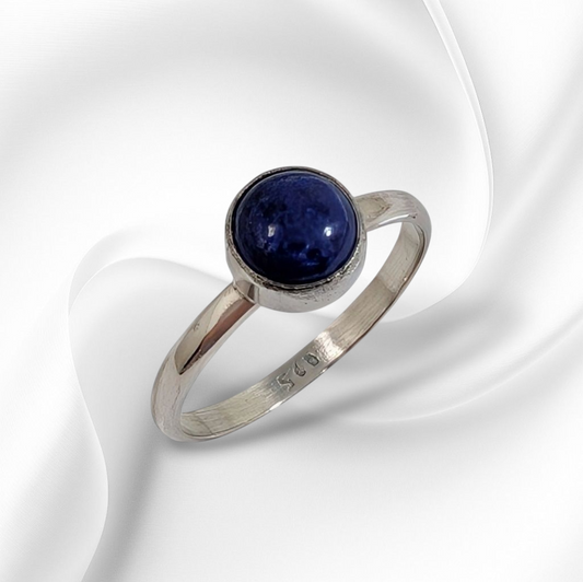 925 Sterling Silver Women's Ring with Authentic Lapis Lazuli Gemstone