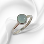 925 Sterling Silver Women's Ring with Authentic Blue Chalcedony Gemstone