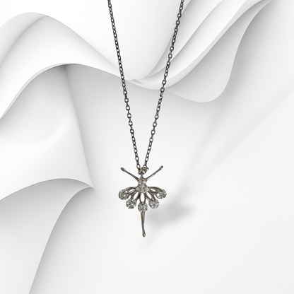 Genuine 925 Sterling Silver Women Necklace With Cubic Zirconia Crystals *Ballerina Necklace