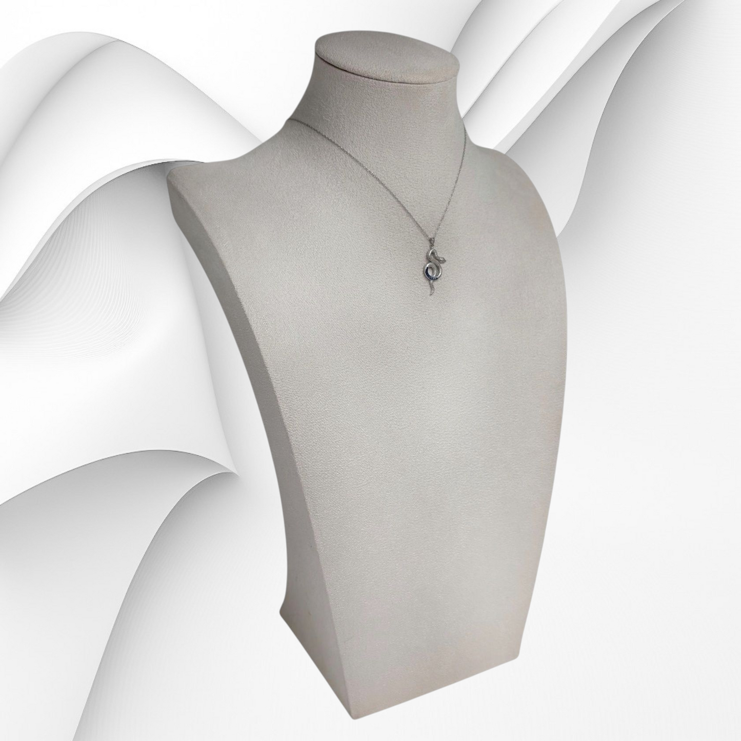 Genuine 925 Sterling Silver Women Necklace With Cubic Zirconia Crystals *Snake Necklace