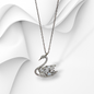 Genuine 925 Sterling Silver Women Necklace With Cubic Zirconia Crystals *Swan Necklace