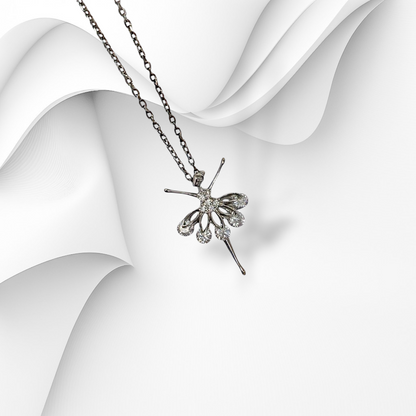 Genuine 925 Sterling Silver Women Necklace With Cubic Zirconia Crystals *Ballerina Necklace