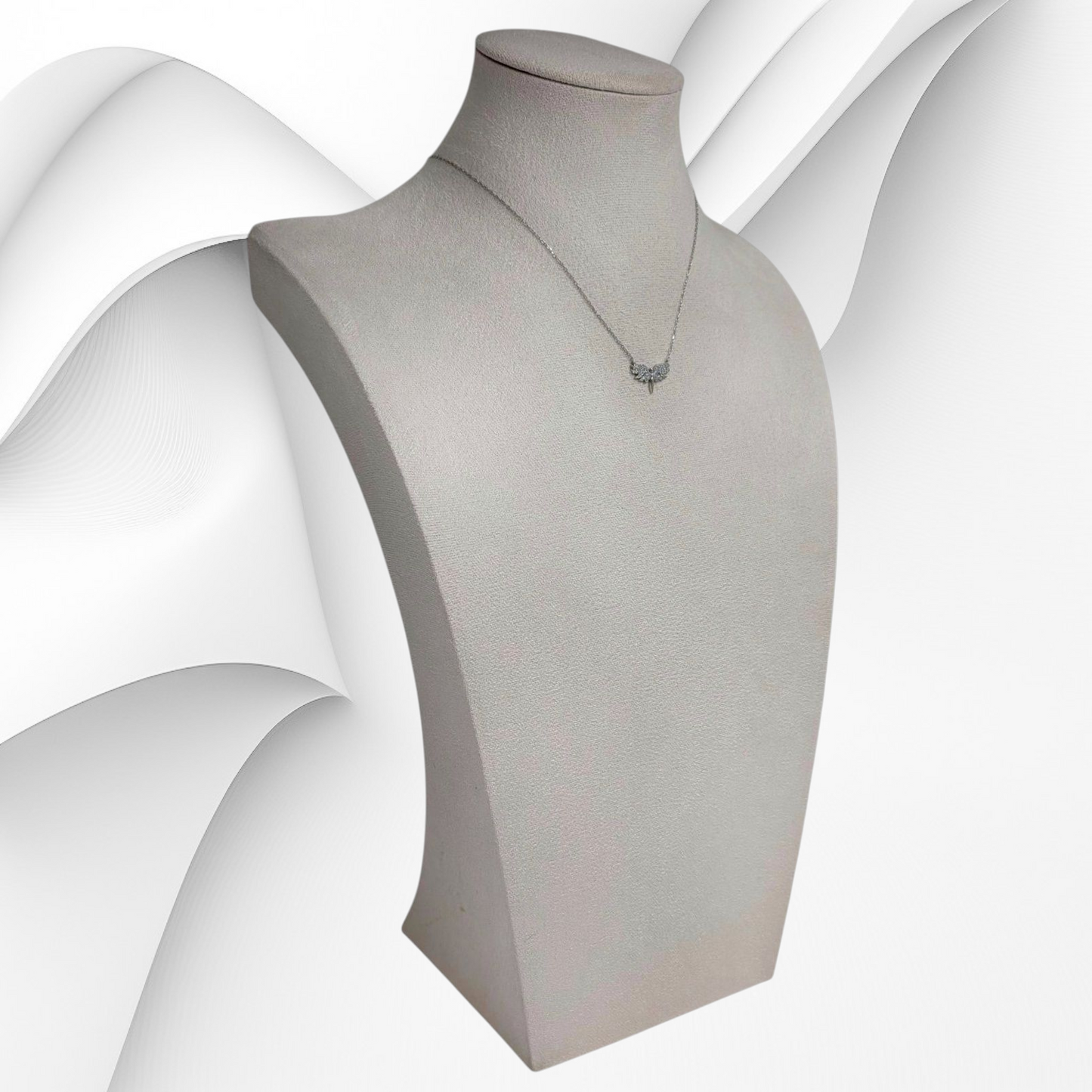 Genuine 925 Sterling Silver Women Necklace With Cubic Zirconia Crystals *Angel Necklace