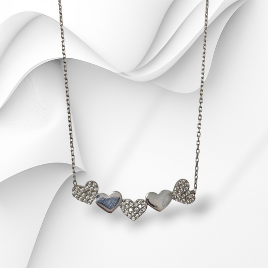 925 Sterling Silver Women's Necklace With Cubic Zirconia Crystals