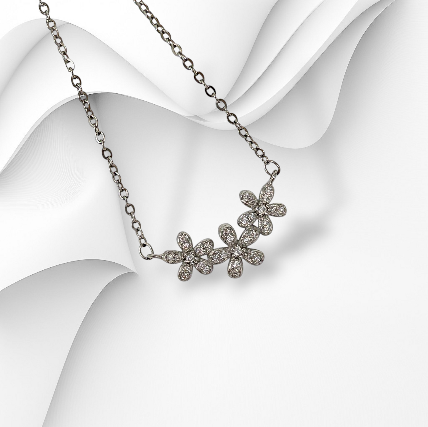 925 Sterling Silver Women's Necklace With Cubic Zirconia Crystals