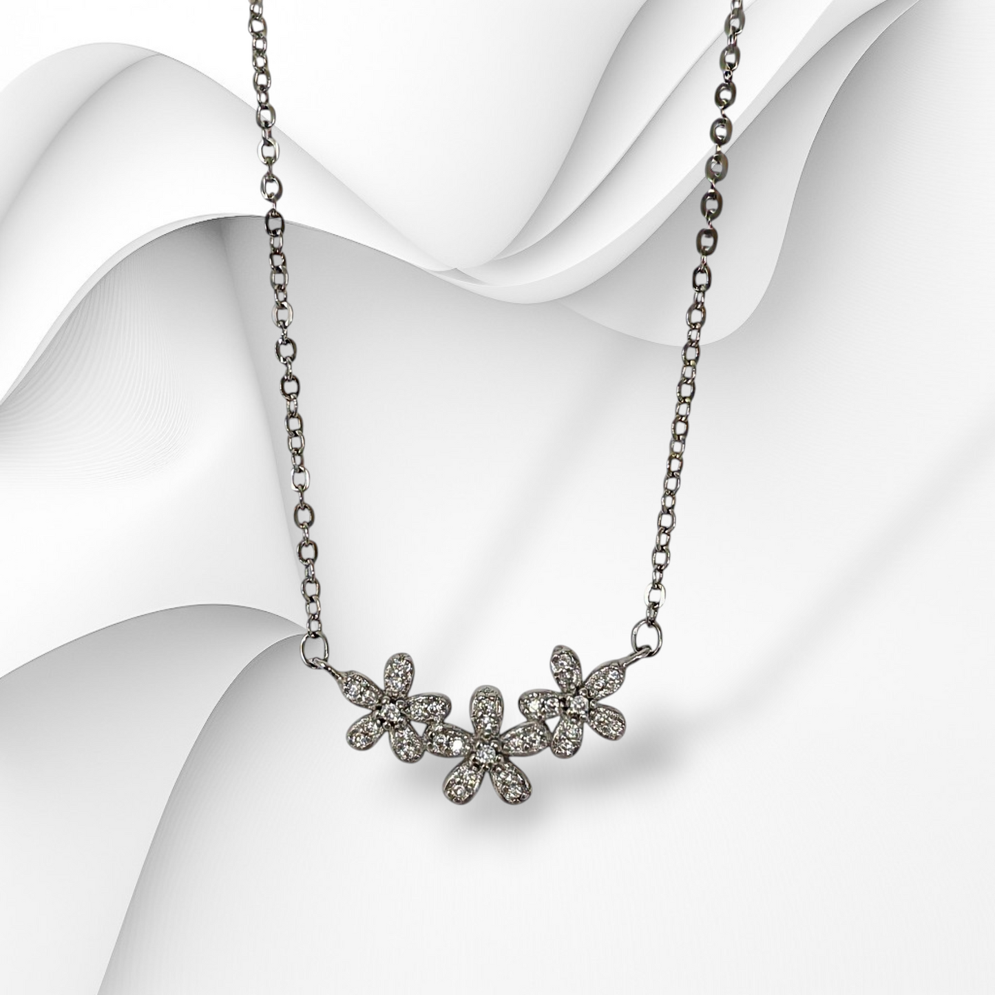 925 Sterling Silver Women's Necklace With Cubic Zirconia Crystals
