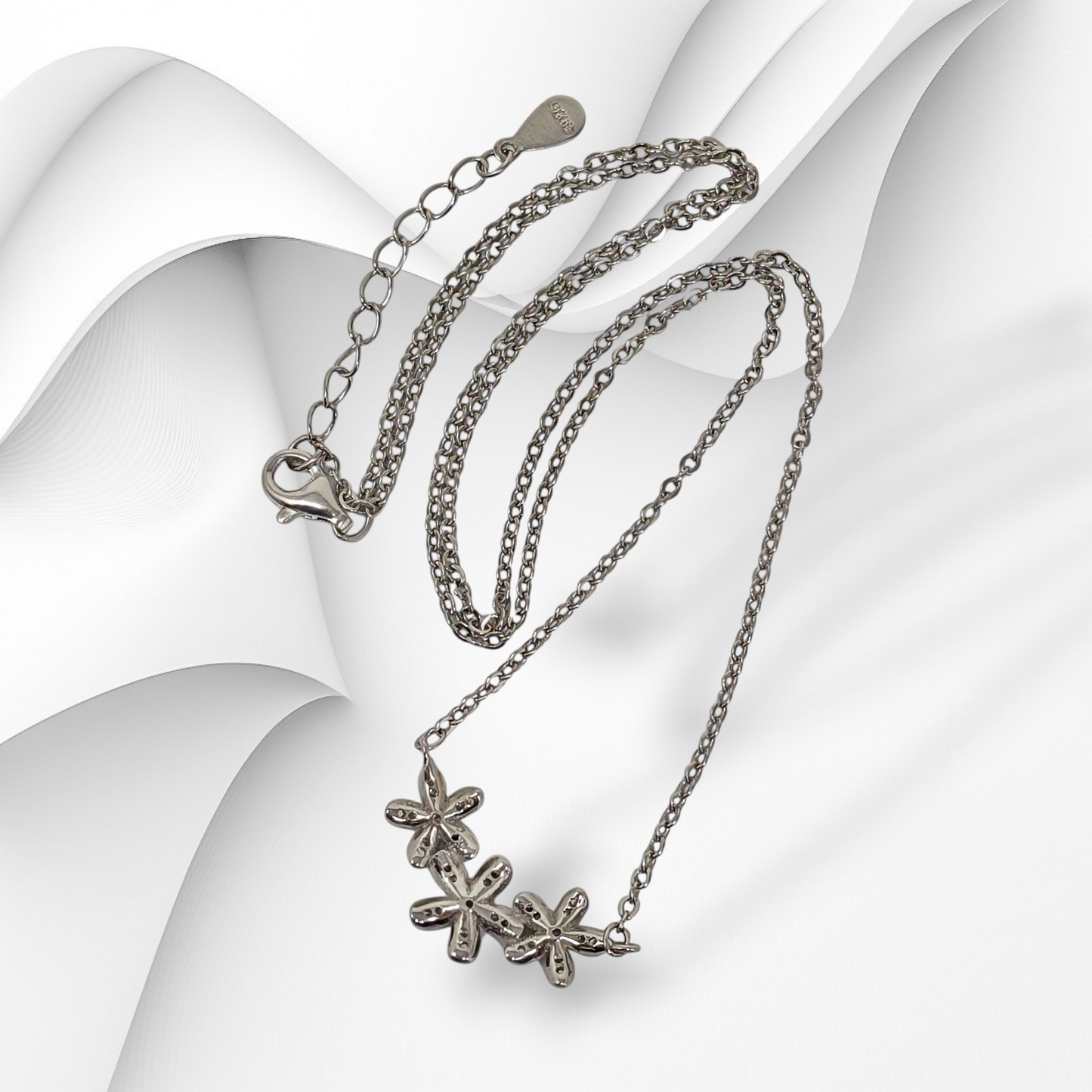 925 Sterling Silver Women's Necklace With Cubic Zirconia Crystals