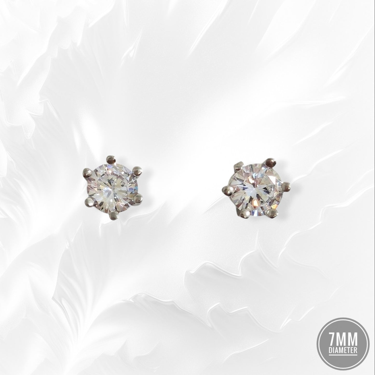 925 Sterling Silver Stud Earrings with Cubic Zirconia Crystals