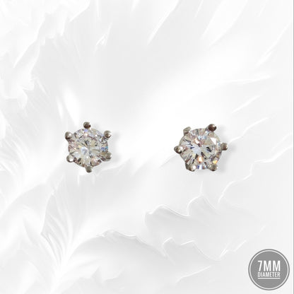 925 Sterling Silver Stud Earrings with Cubic Zirconia Crystals
