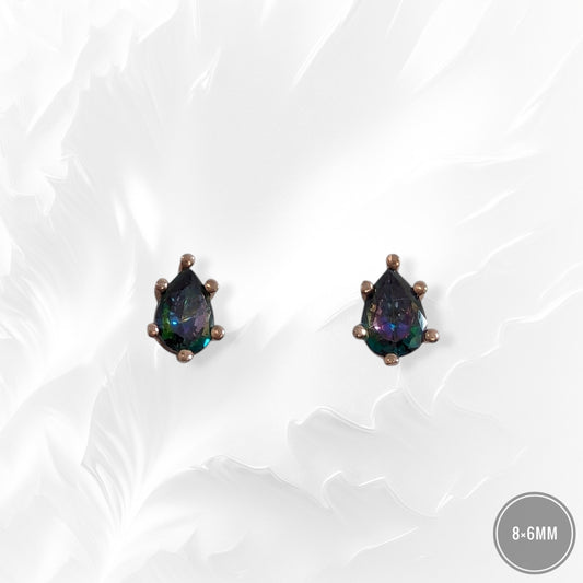 925 Sterling Silver Stud Earrings with Mystic Topaz, 14K Rose Gold plated