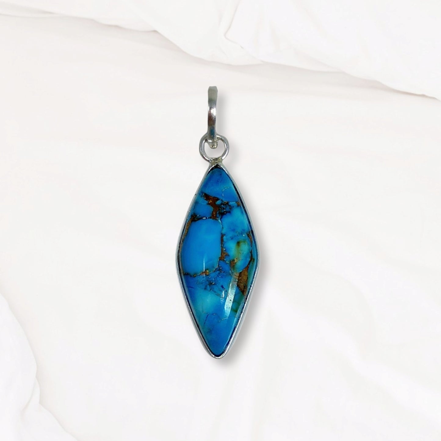 Copper Turquoise Gemstone and 925 Sterling Silver Women's Pendant