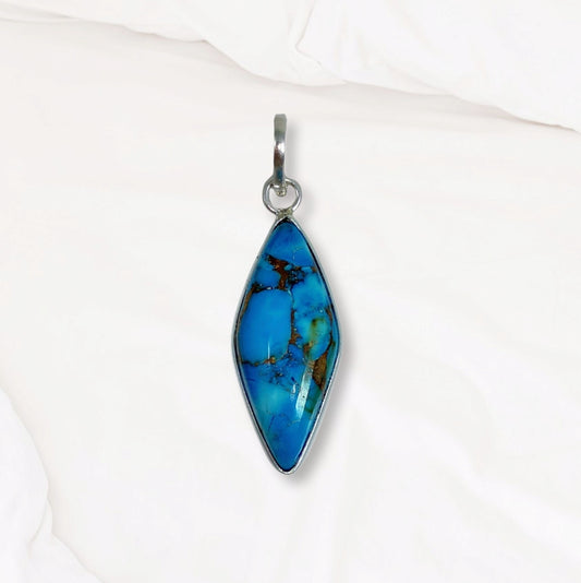 Copper Turquoise Gemstone and 925 Sterling Silver Women's Pendant