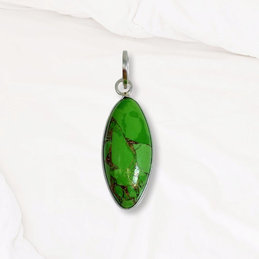 Copper Turquoise Gemstone and 925 Sterling Silver Women's Pendant