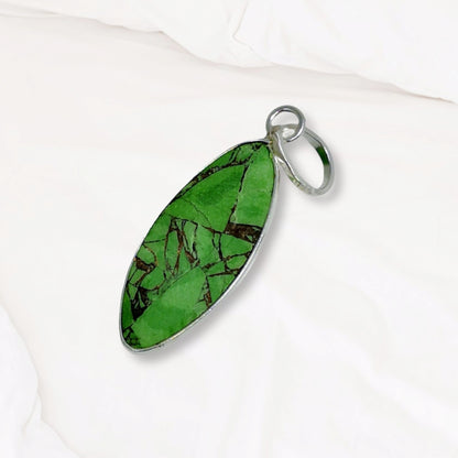Copper Turquoise Gemstone and 925 Sterling Silver Women's Pendant