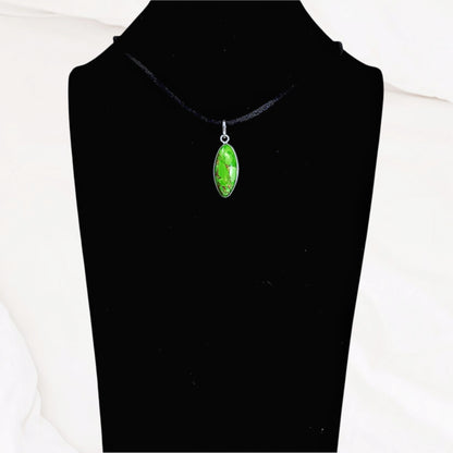 Copper Turquoise Gemstone and 925 Sterling Silver Women's Pendant