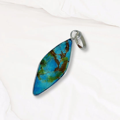 Copper Turquoise Gemstone and 925 Sterling Silver Women's Pendant