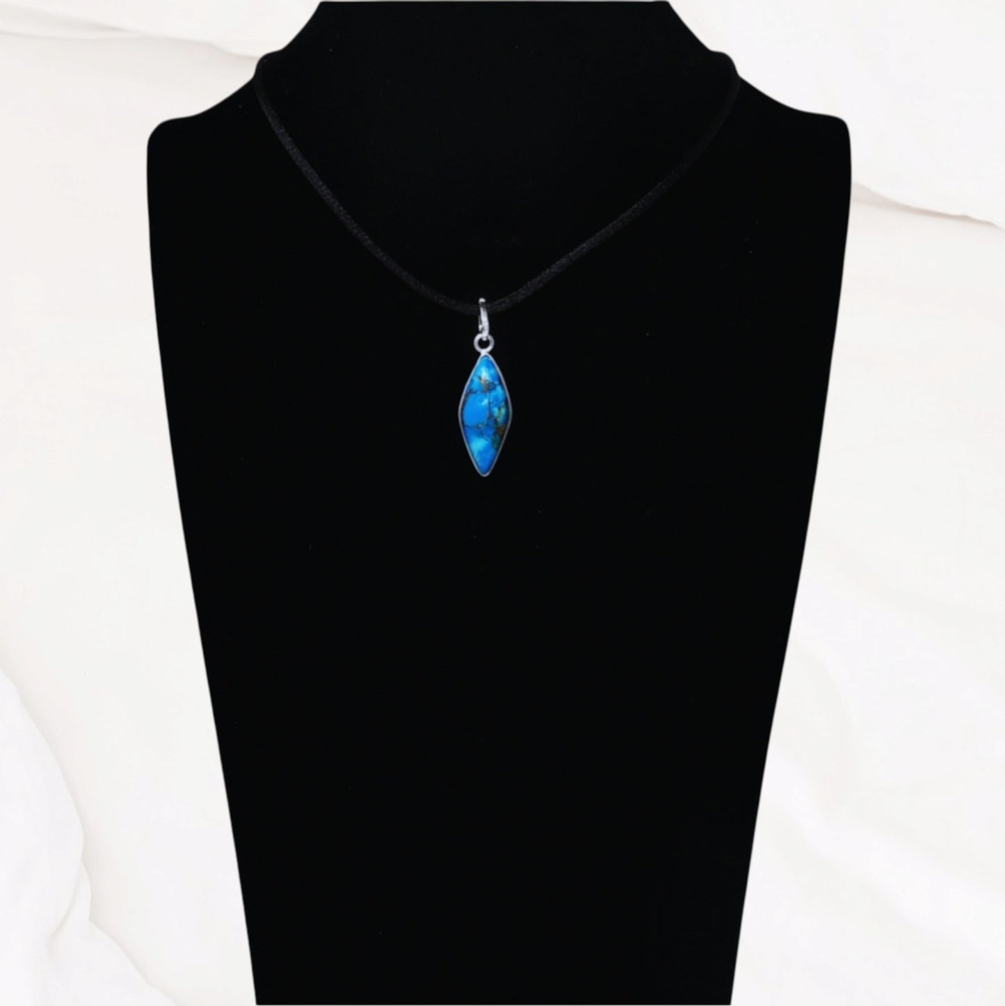 Copper Turquoise Gemstone and 925 Sterling Silver Women's Pendant