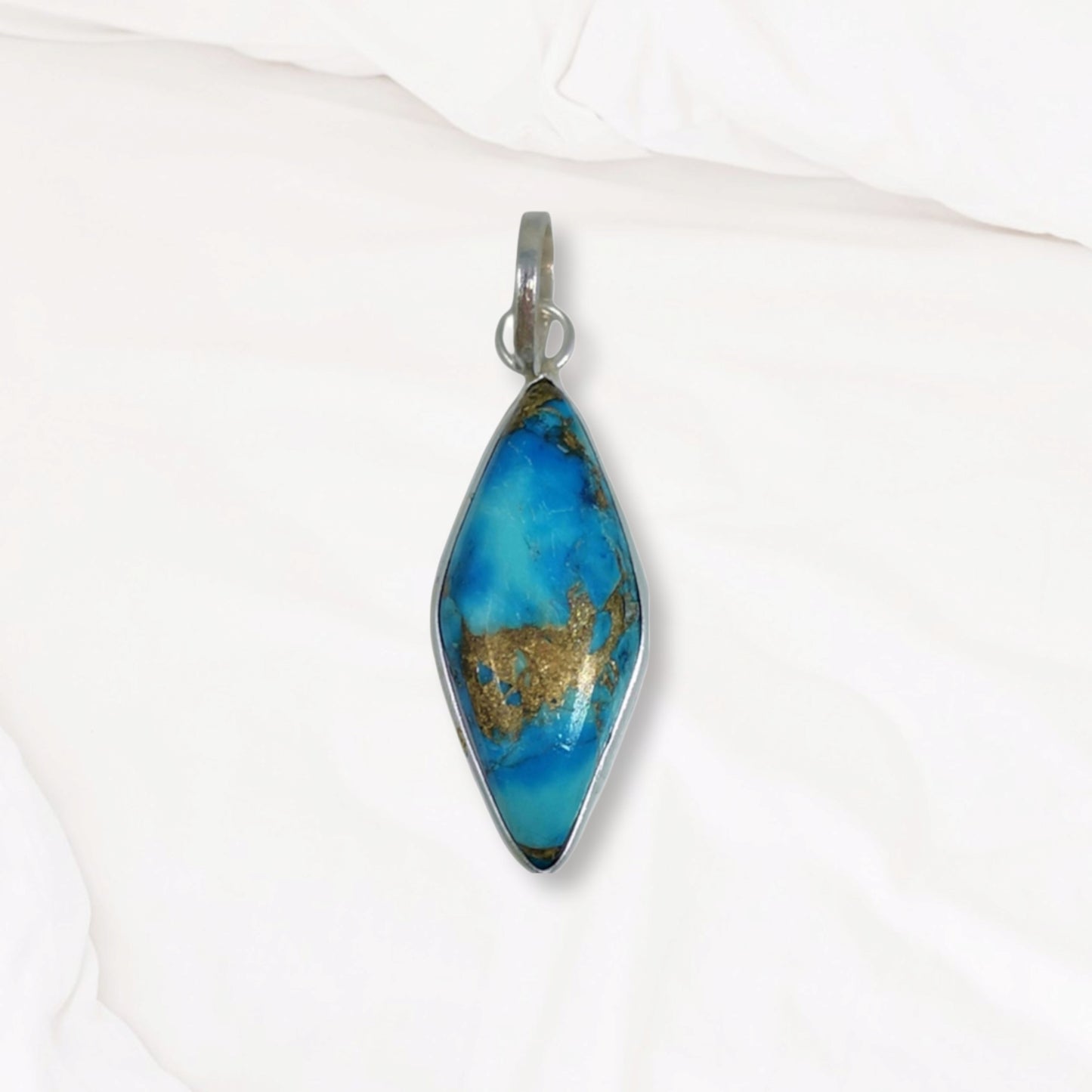 Copper Turquoise Gemstone and 925 Sterling Silver Women's Pendant
