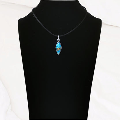 Copper Turquoise Gemstone and 925 Sterling Silver Women's Pendant