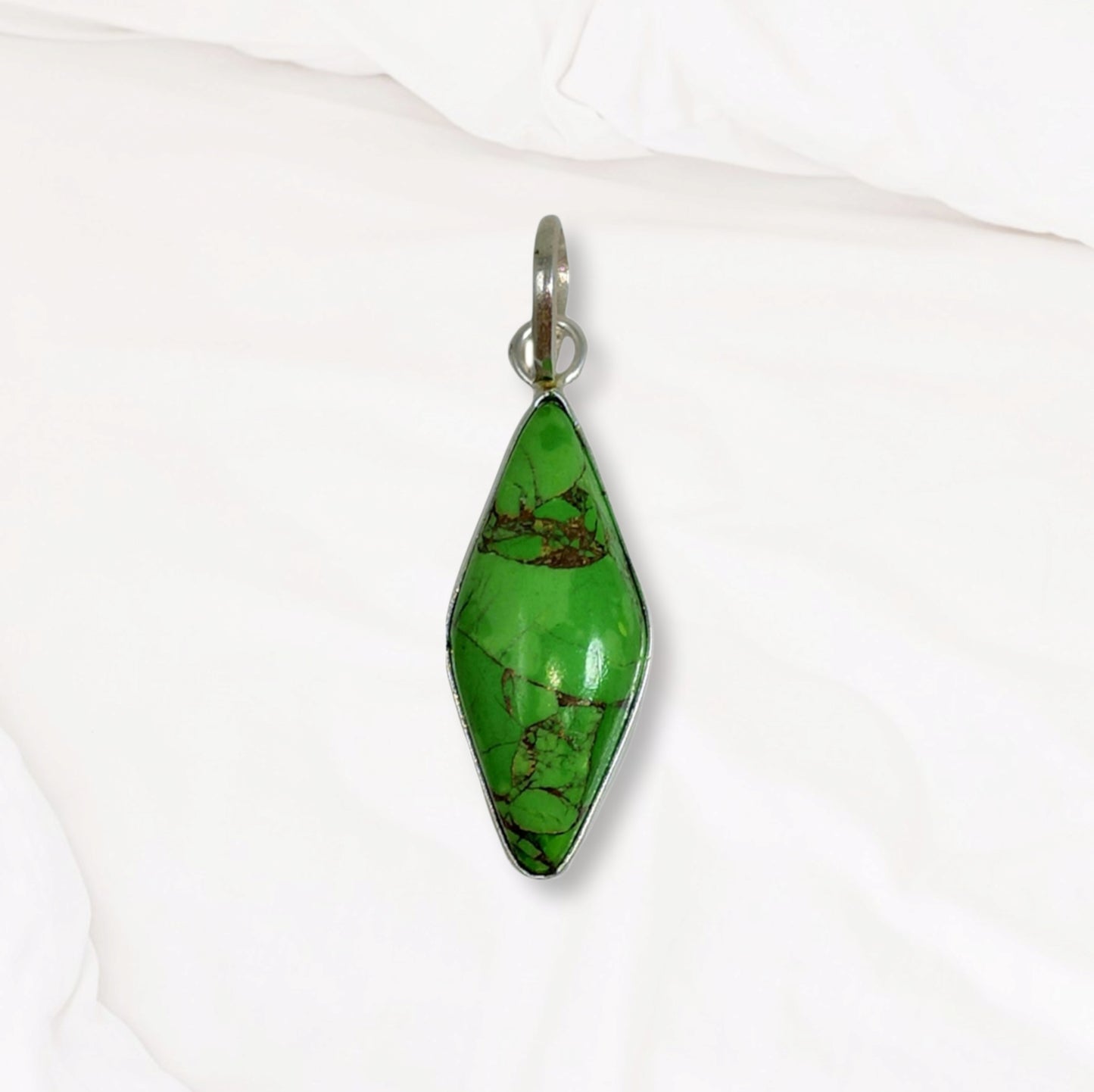 Copper Turquoise Gemstone and 925 Sterling Silver Women's Pendant