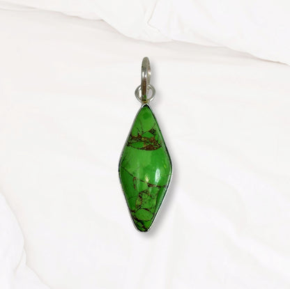 Copper Turquoise Gemstone and 925 Sterling Silver Women's Pendant