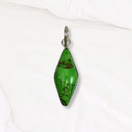 Copper Turquoise Gemstone and 925 Sterling Silver Women's Pendant