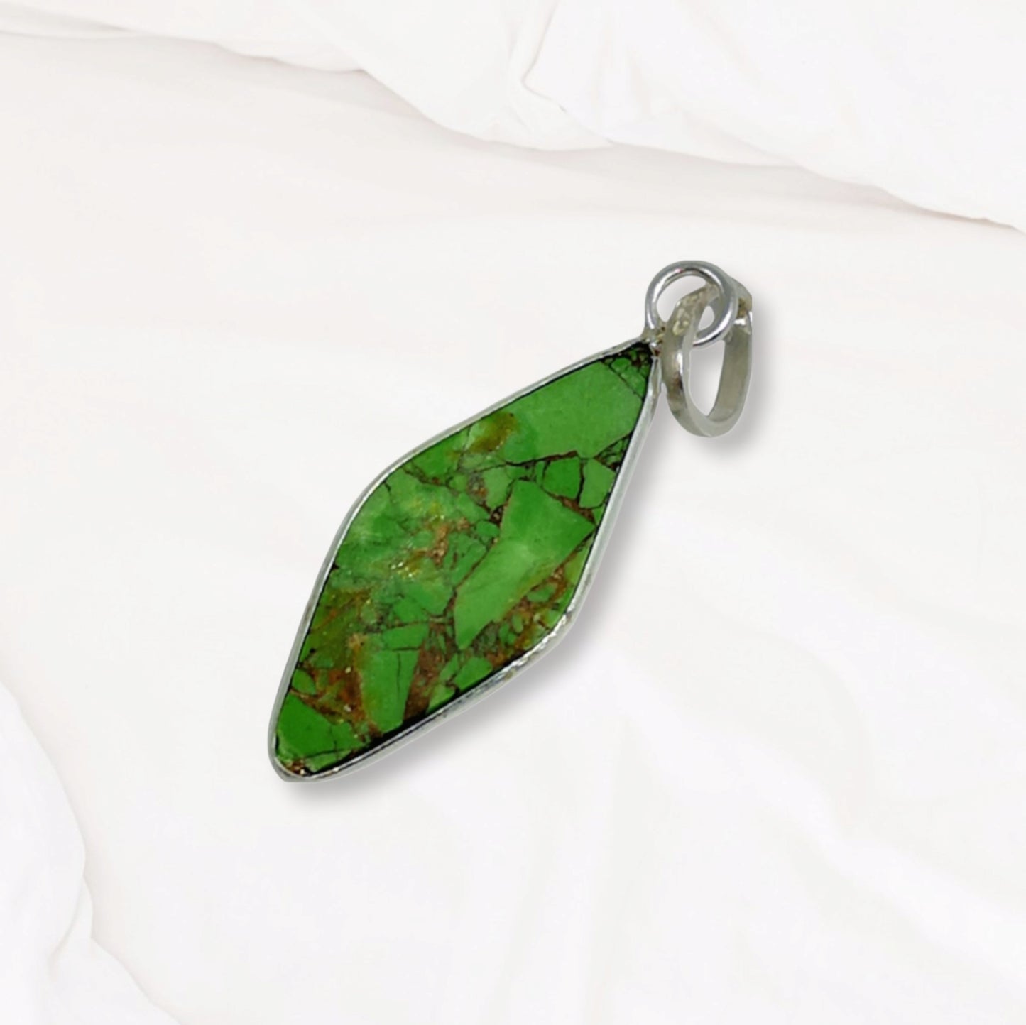 Copper Turquoise Gemstone and 925 Sterling Silver Women's Pendant