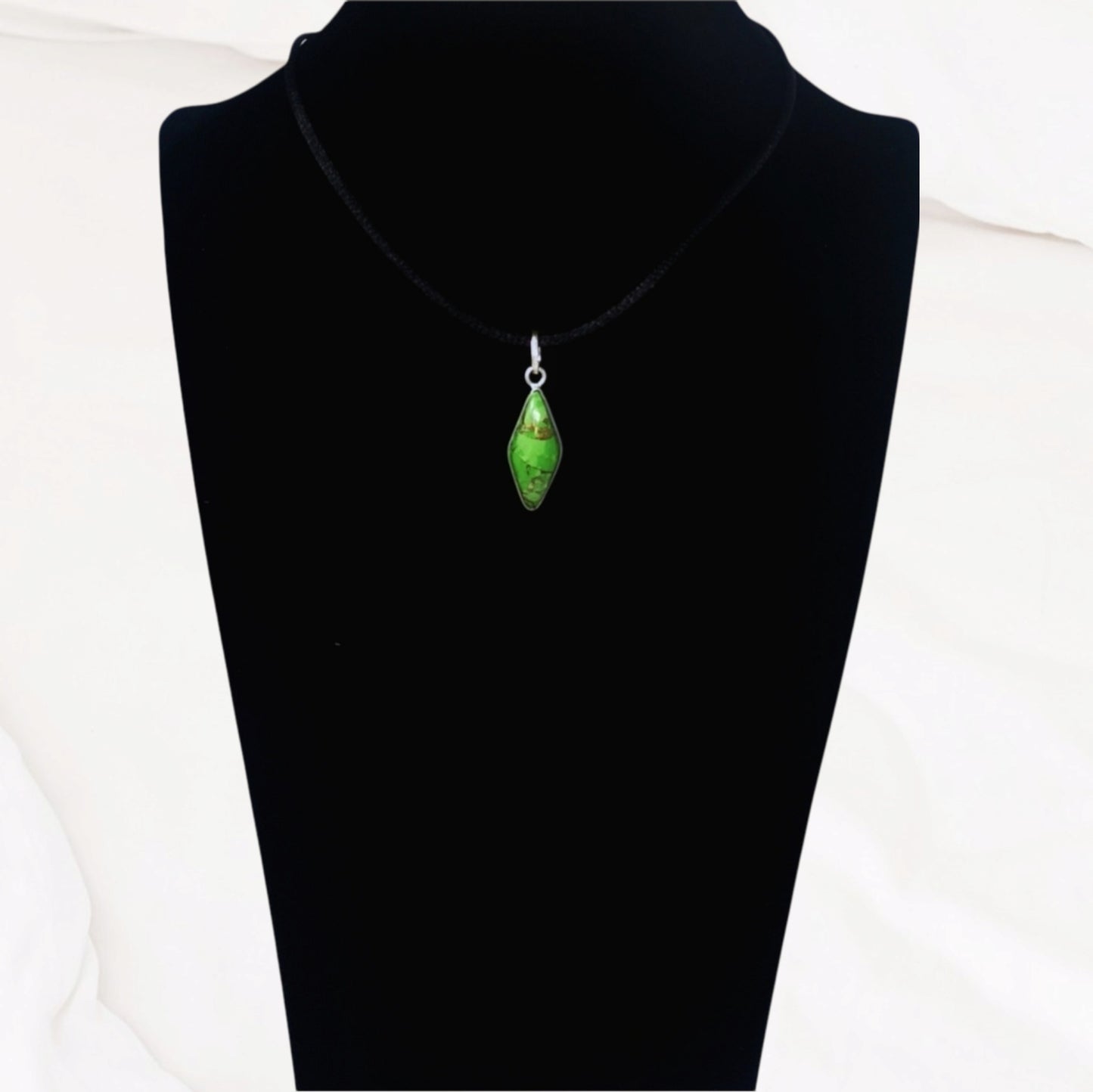 Copper Turquoise Gemstone and 925 Sterling Silver Women's Pendant