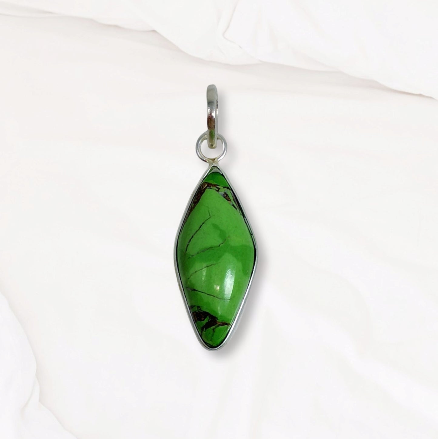 Copper Turquoise Gemstone and 925 Sterling Silver Women's Pendant