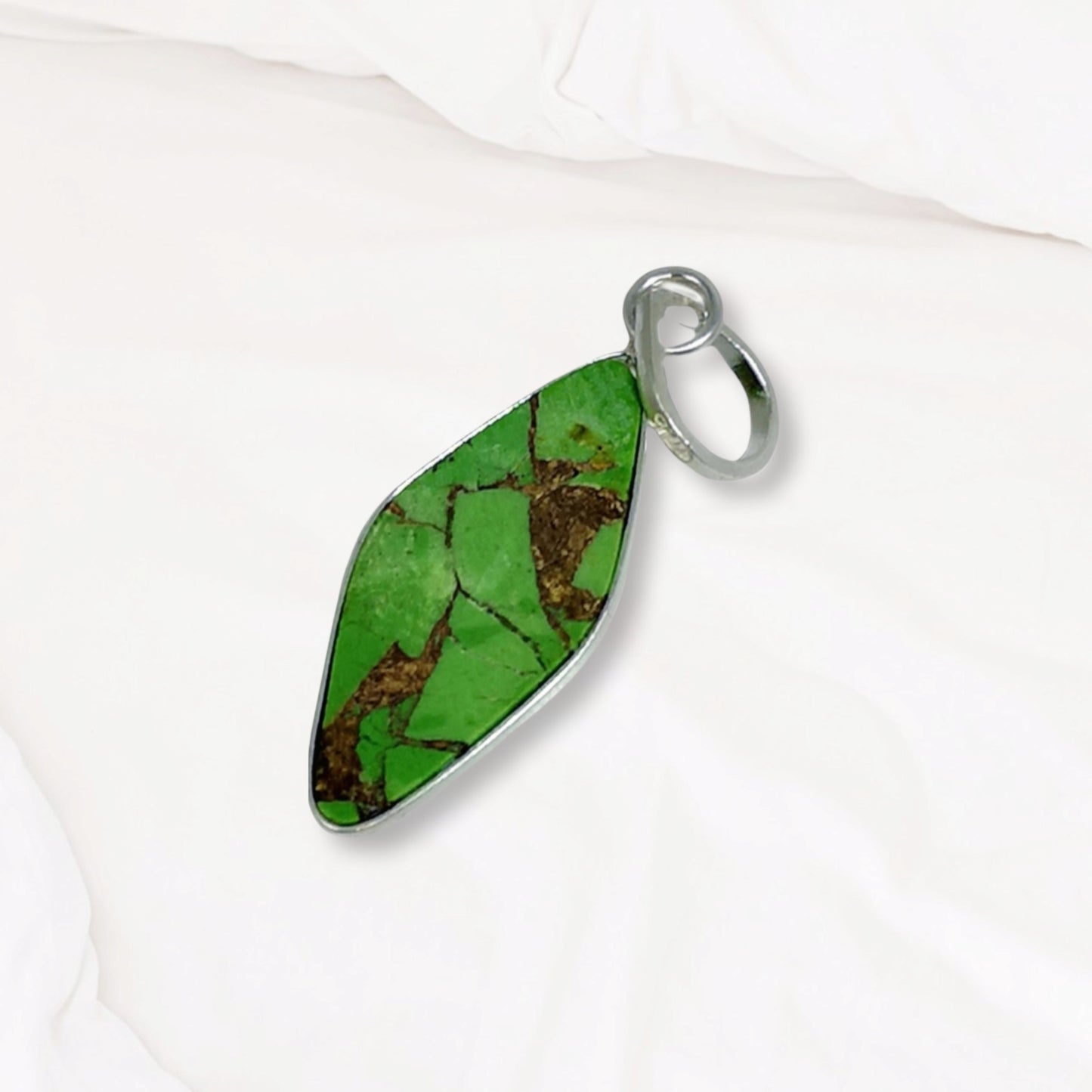 Copper Turquoise Gemstone and 925 Sterling Silver Women's Pendant