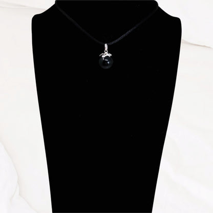 Black Onyx Gemstone and 925 Sterling Silver Women's Pendant