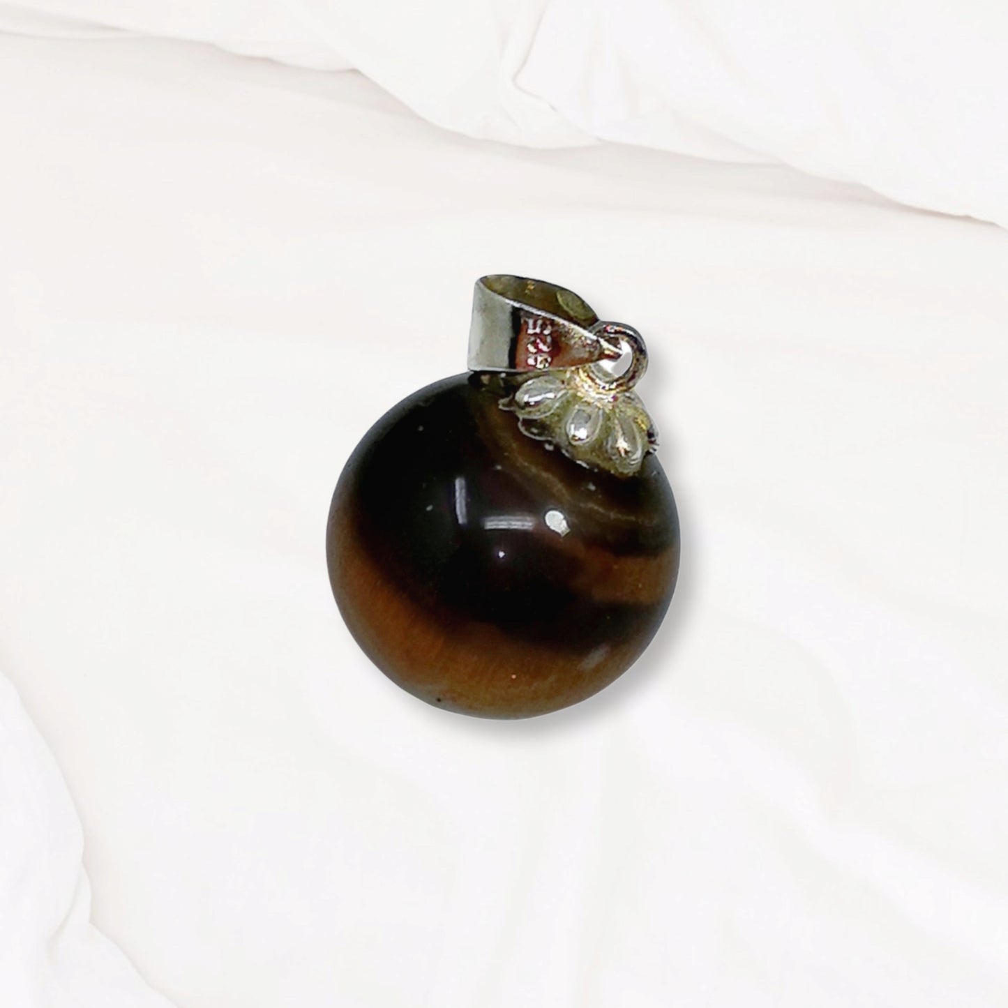 Tiger's Eye Gemstone and 925 Sterling Silver Women's Pendant