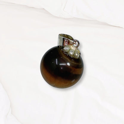 Tiger's Eye Gemstone and 925 Sterling Silver Women's Pendant
