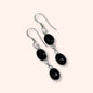 925 Sterling Silver Hook Earrings with Authentic Black Onyx Gemstones
