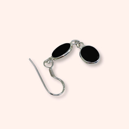 925 Sterling Silver Hook Earrings with Authentic Black Onyx Gemstones
