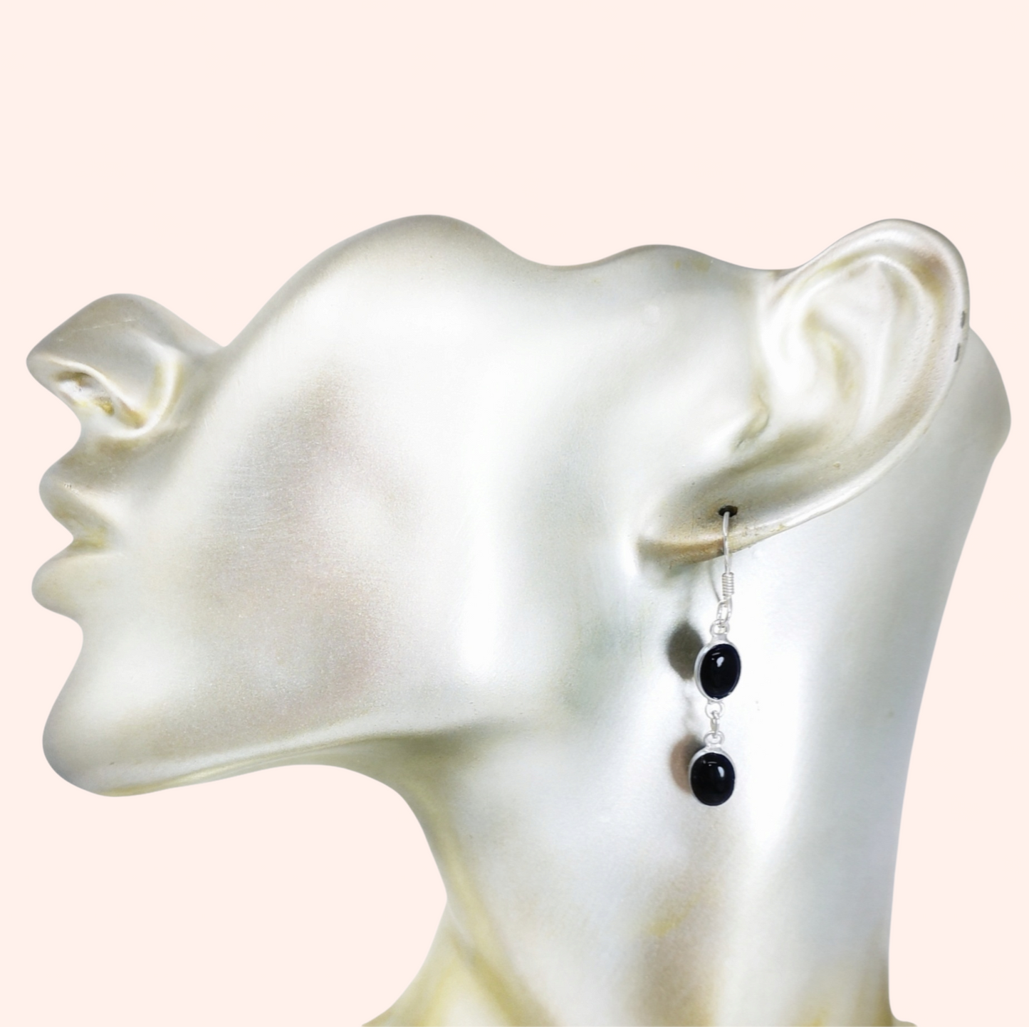 925 Sterling Silver Hook Earrings with Authentic Black Onyx Gemstones