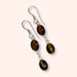 925 Sterling Silver Hook Earrings with Authentic Tiger's Eye Gemstones