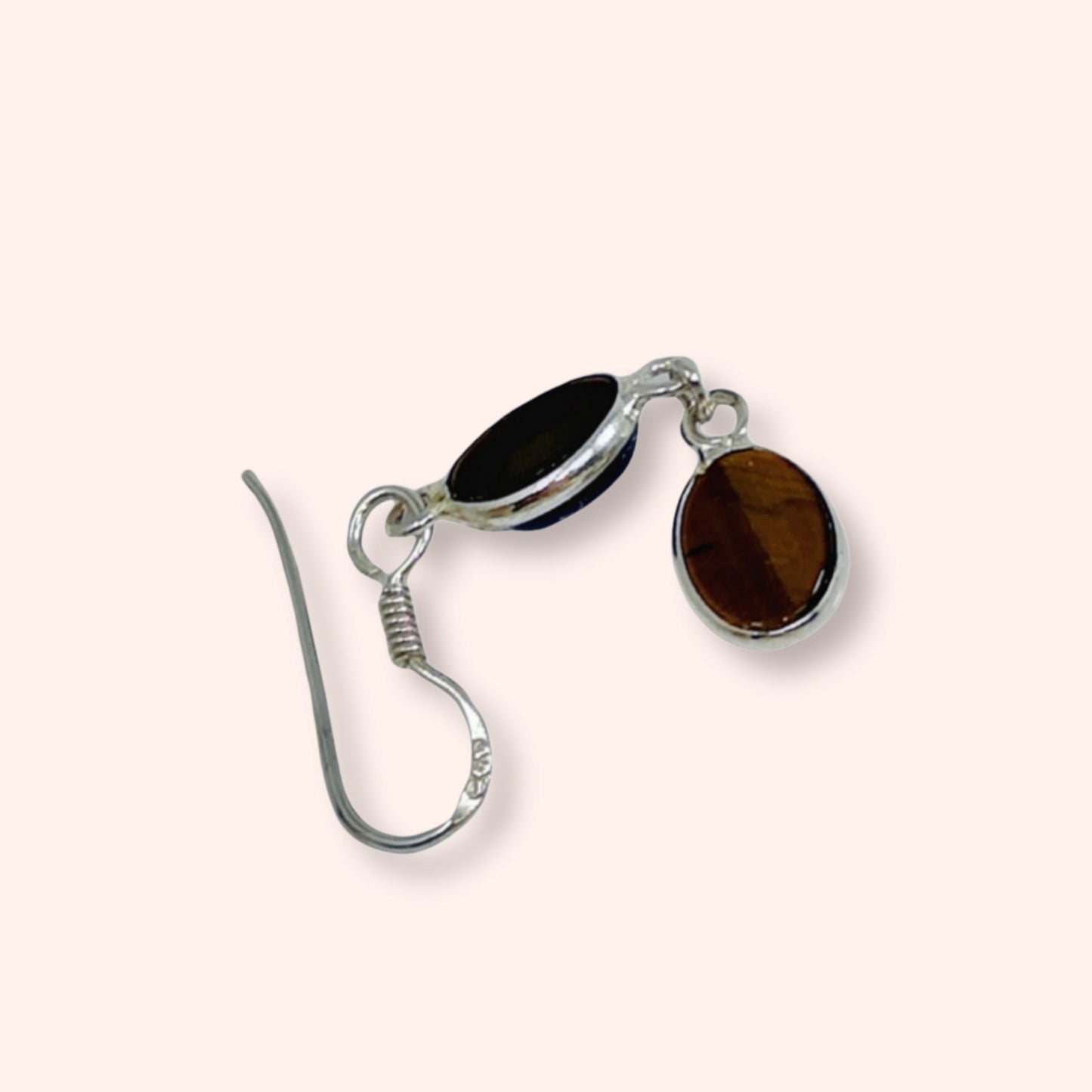 925 Sterling Silver Hook Earrings with Authentic Tiger's Eye Gemstones