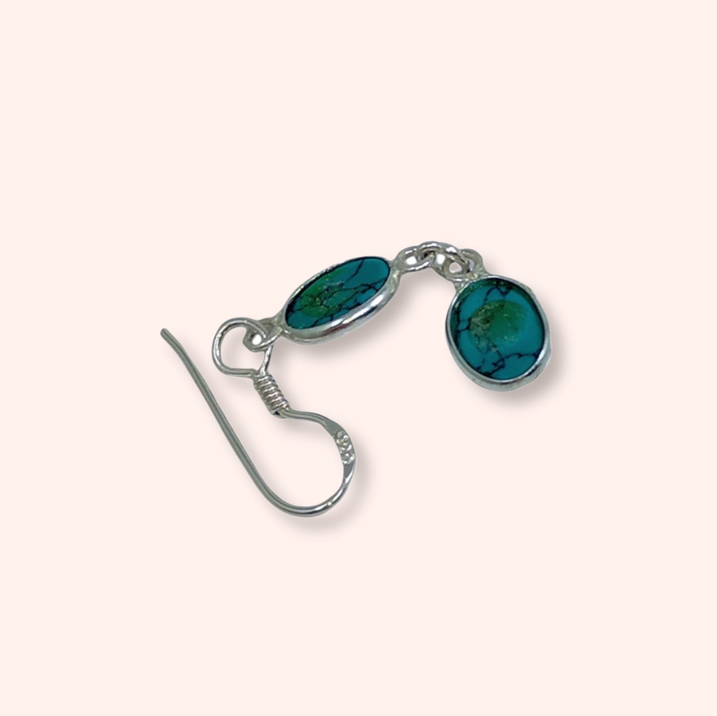 925 Sterling Silver Hook Earrings with Authentic Turquoise Gemstones