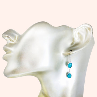 925 Sterling Silver Hook Earrings with Authentic Turquoise Gemstones