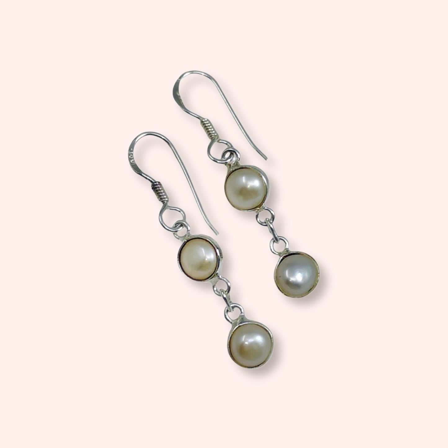925 Sterling Silver Hook Earrings with Authentic Freshwater Pearls