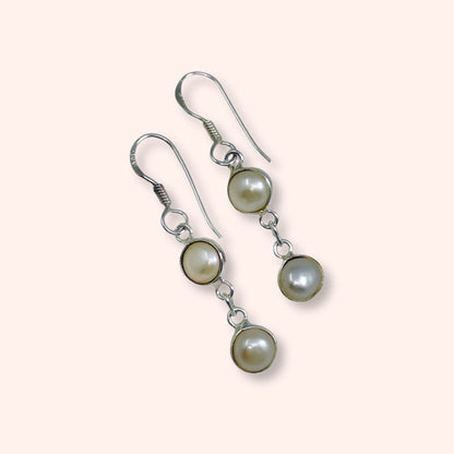 925 Sterling Silver Hook Earrings with Authentic Freshwater Pearls