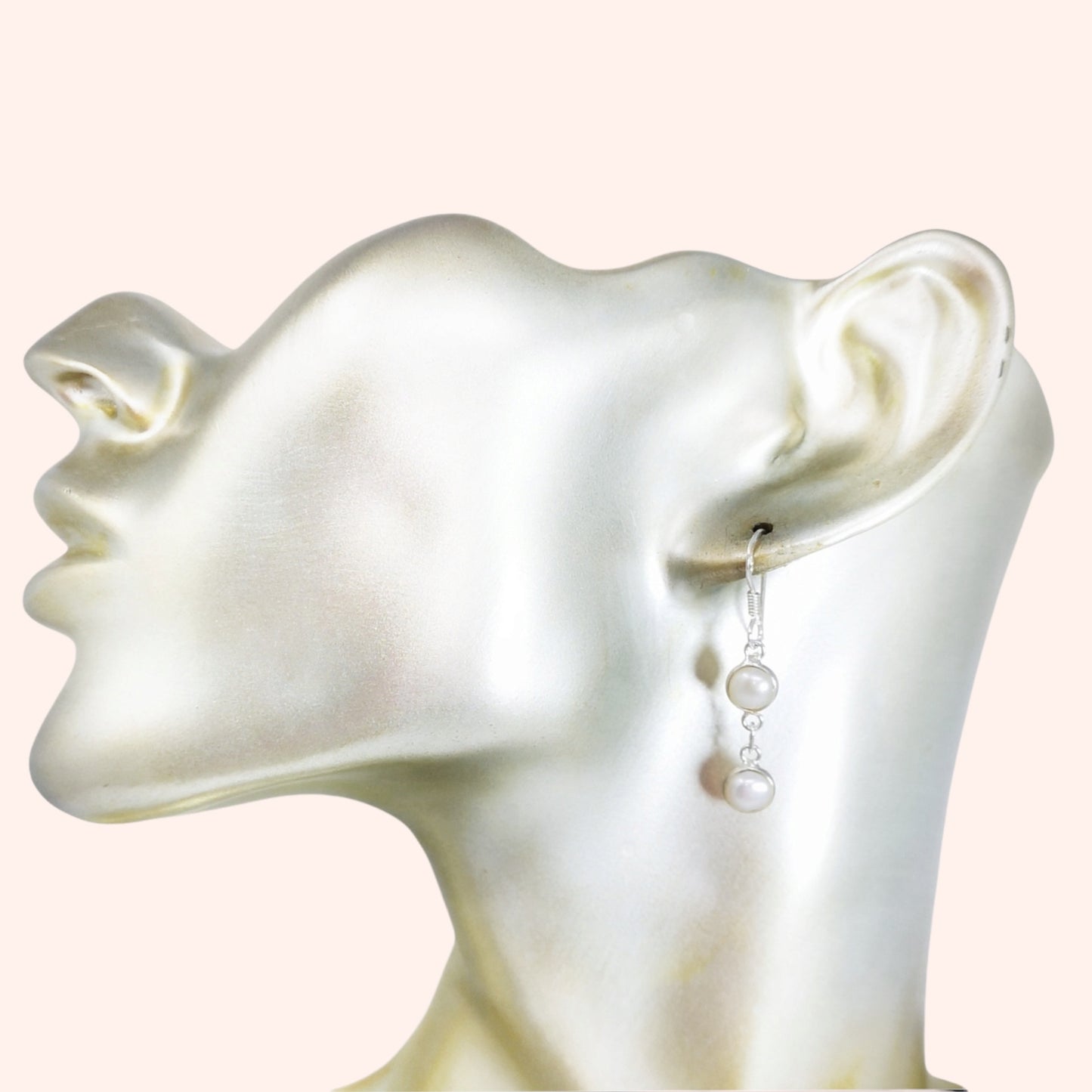 925 Sterling Silver Hook Earrings with Authentic Freshwater Pearls