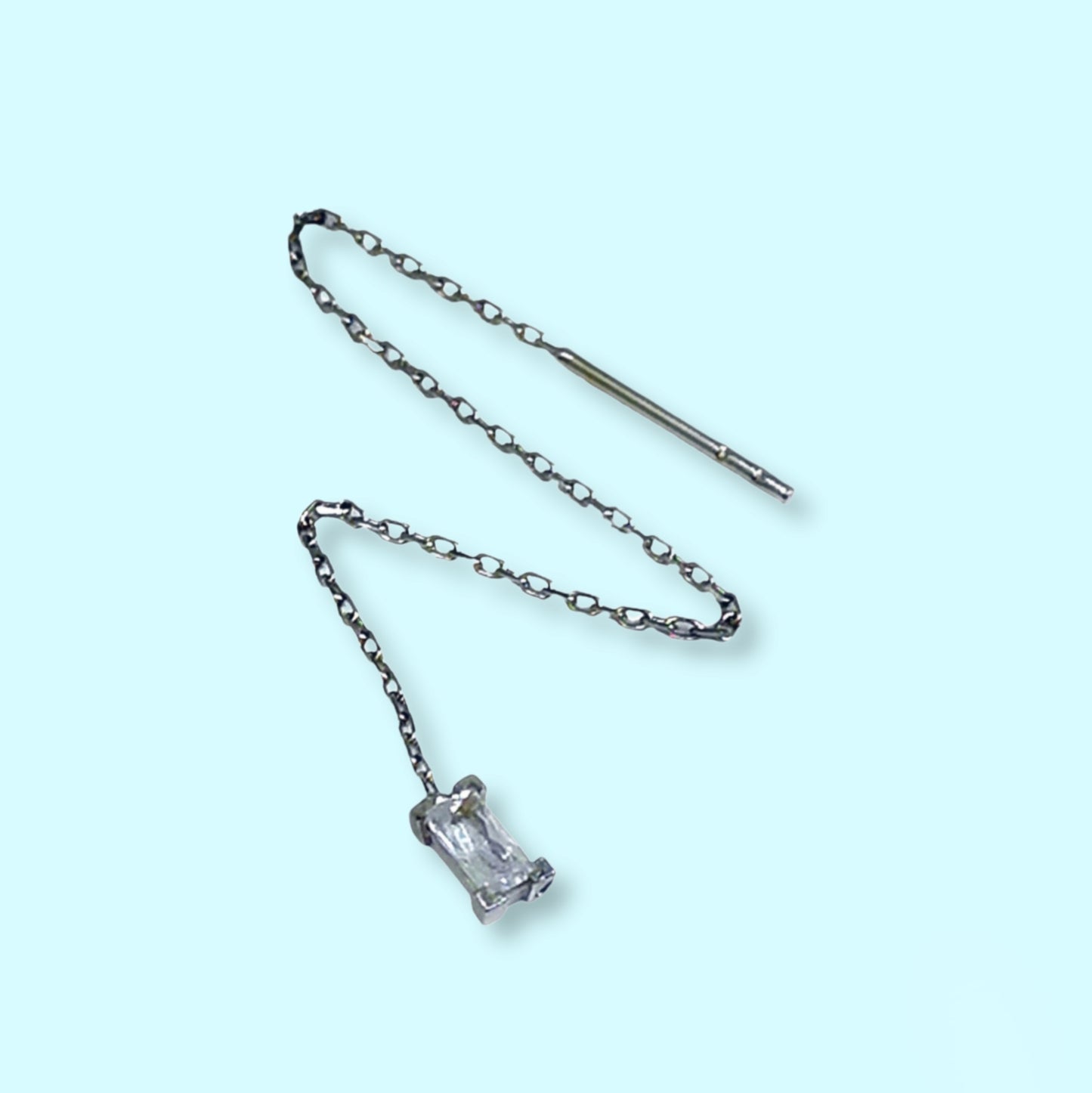 925 Sterling Silver Threader Earrings with Cubic Zirconia Crystals