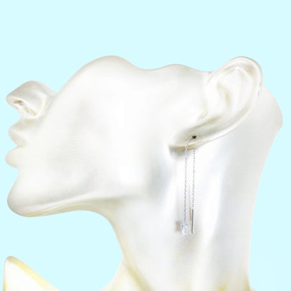 925 Sterling Silver Threader Earrings with Cubic Zirconia Crystals