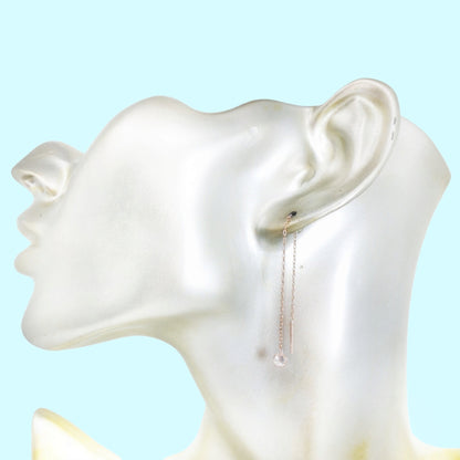 925 Sterling Silver Threader Earrings with Cubic Zirconia Crystals, 14K Rose Gold plated