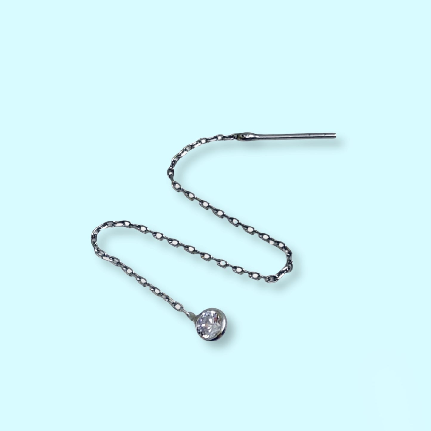 925 Sterling Silver Threader Earrings with Cubic Zirconia Crystals